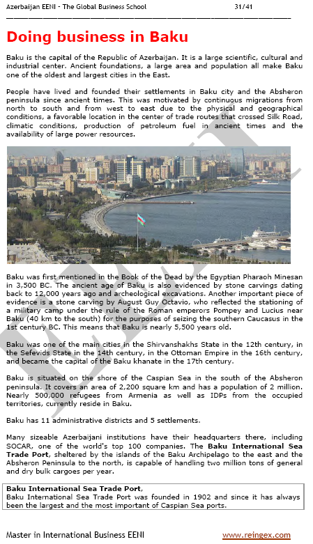 Kufanya biashara katika Azerbaijan