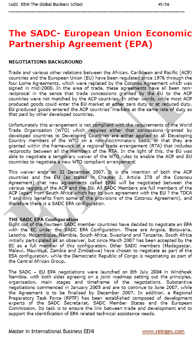 Jumuiya ya Maendeleo Kusini mwa Afrika (SADC)-Umoja wa Ulaya Mkataba wa Biashara Huria