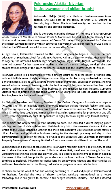 Folorunsho Alakija Nigerian Mtaalamu wa Biashara